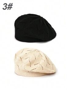 2 件/1 件女士针织镂空纯色无檐小便帽，时尚休闲百搭帽 - 彩色 - 查看 27