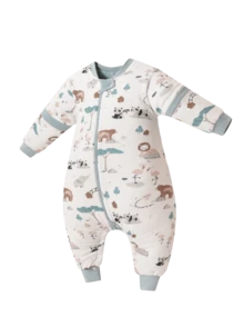 儿童天鹅绒圆点毛绒分腿睡袋 幼儿男女童卡通印花可拆卸袖子舒适睡袋 - 彩色 - 查看 17