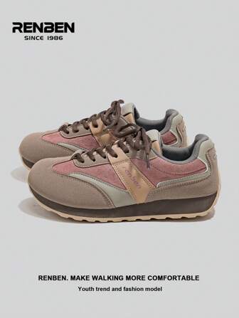 RENBEN 1 双女士复古风格硫化鞋，2024 年秋冬新款休闲百搭运动阿甘鞋