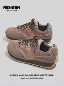 RENBEN 1 Pair Women's Retro Style Vulcanized Shoes, 2024 New Casual Versatile Athletic Gump Shoes For Autumn/Winter