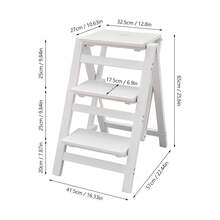 TFCFL 220.46 Lbs Step Stool, 3 Step Ladder, Folding Step Stool - White - View 2
