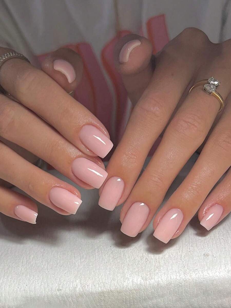 24 Buah Kuku Palsu Pendek Persegi Lembut Warna Pink, Ujung Kuku Tempel yang Nyaman, Cocok untuk Semua Anak Perempuan/Wanita, Termasuk Kuku Gel dan Perlengkapan Kuku Kikir - Baby Pink - View 1