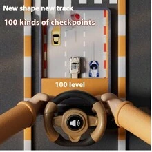 儿童模拟驾驶汽车玩具、冒险赛车玩具、方向盘游戏机、益智音乐玩具，提高孩子的动手能力和思维能力，适合男孩和女孩的礼物 - 白色 - 查看 4