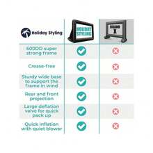 Holiday Styling 16FT Inflatable Outdoor Projector Screen – 200" Blow Up TV & Movie Screen W. Thick, Airtight Material For Portable Front/Rear Projection - Backyard Movie Night, BBQ, Pool Party - 192 inch - View 7