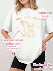 可客製化 T-Shirt 社團款 2026 伴郎團/單身派對情侶、家庭或寵物照片對應款，適合單身人士與伴娘 - 白色 - 查看 1