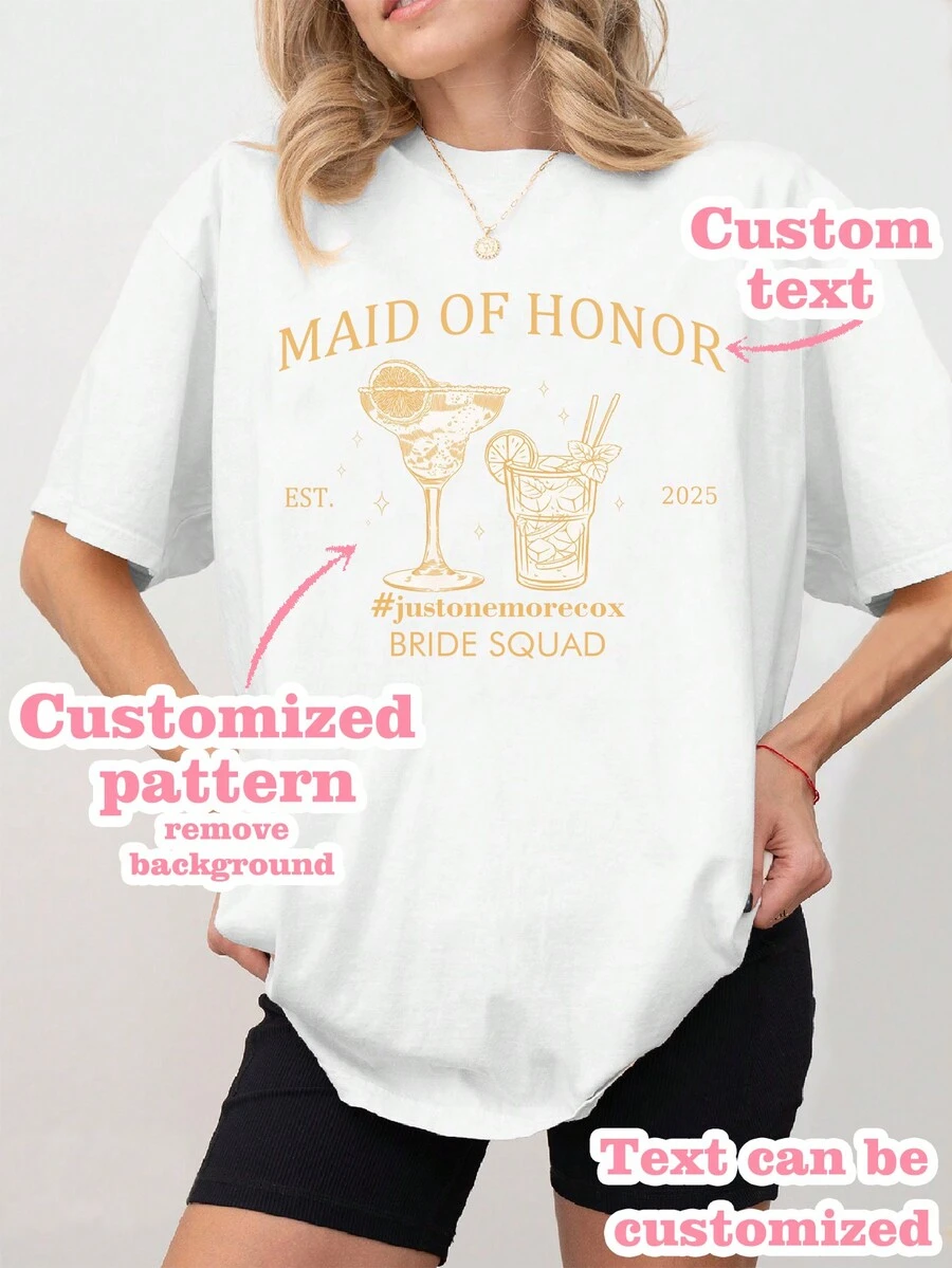 可客製化 T-Shirt 社團款 2026 伴郎團/單身派對情侶、家庭或寵物照片對應款，適合單身人士與伴娘 - 白色 - 查看 1