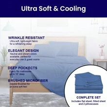 Luxurious Super Soft 4-Piece Bamboo Sheet Sets - Multiple Colors & Sizes Available - 霧霾藍 - 查看 7