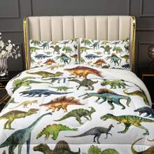 Cartoon Dinosaur Comforter Sets, Dinosaur Bed Set ,Sherpa Fleece-Backing Premium,Winter Lightweight Soft Microfiber Bedding With 2 Pillow Shams