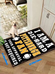 A Floor Mat For The Entrance Door And Bathroom Door, With A Pattern Of White And Yellow Letters And Rugby Balls. It Can Also Be Placed Under Outdoor Chairs. It Is An Anti-Slip, Wear-Resistant And Machine-Washable Carpet. Home Decor Floor Mats Carpets