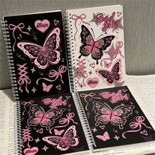 4pcs/Set 480-Page Rose & Butterfly A5 Spiral Bound Notebooks - Personalized Design With Perforated Lines, Perfect For Students & Romantics, Ideal For Journaling, Writing & Creative Expression