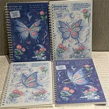 4pcs/Set 480-Page Rose & Butterfly A5 Spiral Bound Notebooks - Personalized Design With Perforated Lines, Perfect For Students & Romantics, Ideal For Journaling, Writing & Creative Expression