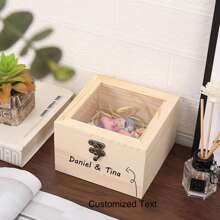 1pc Customized Birthday & Name Storage Box, Fashionable Personalized Wooden Organizer, Mother's Day Gift For Mom, Girlfriend, Anniversary, Perfect Mother's Day Present, Exquisite And Unforgettable, Sunflower Design, Stylish, Colorful, Casual, Minimalist, Customized, Personalized, Unique, Ideal Gift For Girlfriend, Mom, Family, Friends, Daughter, Grandparents, Suitable For Valentine's Day, Mother's Day, Birthday, Graduation, Wedding, Prom