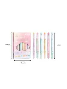6 piezas Marcadores resaltadores de neón de doble punta, estilo INS lindo y de moda, marcadores de gran capacidad, bolígrafos para subrayado de colores en tonos pastel para tomar notas