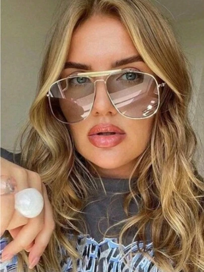 Nieuwe vintage retro, hoogwaardige metalen dubbele montuur oversized vierkante modebril voor dames en heren, geschikt voor dagelijks gebruik, straatfotografie, buitenbijeenkomsten, feesten, casual gelegenheden, veelzijdig, strandvakantie, gepersonaliseerde decoratie voor zomervakantie aan het strand, buitenactiviteiten, reizen