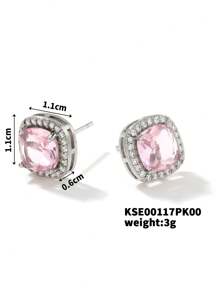 2 件/套时尚彩色锆石耳钉，适合日常、度假和工作佩戴 - 綠色 - 查看 18