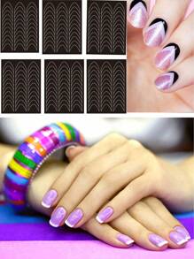 10 Folhas/390 peças OU 6 Folhas/234 peças Adesivos de Arte de Unhas de Manicure Francesa Simples, Pinças, Design de Lua em V Auto-Adesivo, Dicas de Unhas DIY, Modelos e Ferramentas Decorativas para Unhas