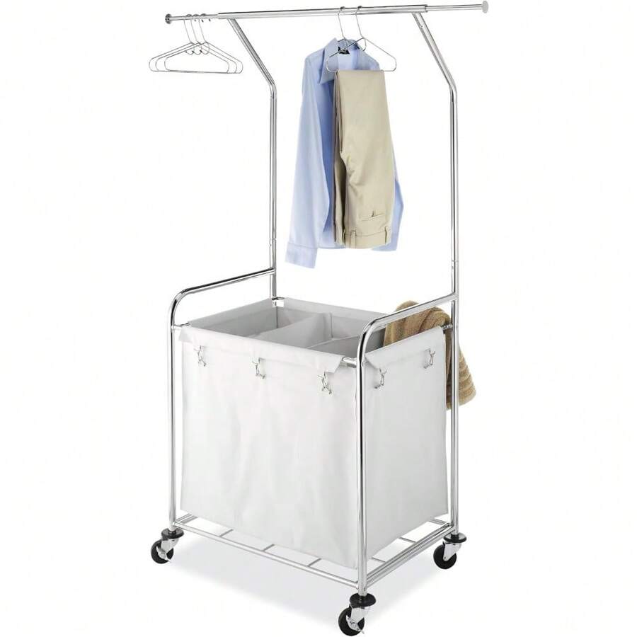 Commercial Rolling Laundry Butler With Wire Storage Rack | SHEIN USA