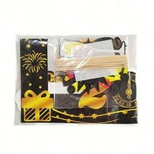 11 件 2025 新年夜派对相框套装和 10 件道具套件，纸质照片亭装饰配件，适用于节日派对 - 无羽毛，各种图案，圣诞节 - 彩色 - 查看 5