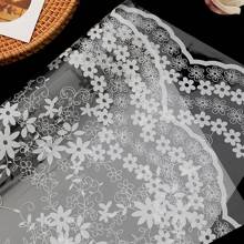 10张防水蕾丝印花花卉礼品包装纸 - 白色 - 查看 7