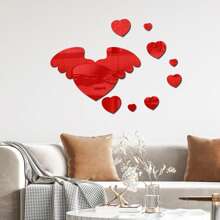 Love Wings Mirror Wall Sticker, Home Decor Decal Wall Sticker - Red - View 7