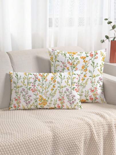 1pc Butterfly Sky Flower Pattern Pillow Cover, Simple Style Fabric Velvet Printed Throw Pillow Suitable For Sofa, Bedroom, Home Decor, Without Filling Rama Decoration Rama