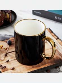 陶瓷咖啡杯，现代时尚设计，手工金色装饰，黑金杯套装，金边系列陶瓷茶杯咖啡杯旅行杯，适用于咖啡、茶和牛奶，精致优雅的高端瓷杯 - 黑色/白色/粉色/红色/橙色/蓝色/绿色，适合夏季和冬季饮用，生日礼物，节日礼物，返校礼物 - 彩色 - 查看 13