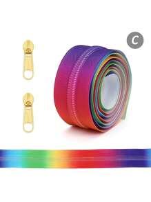 5# Nylon Gradient Zipper, (39.37inch) 1 Meter Zipper With 2 Zipper Heads, 10 Dopamine Gradient Colors, Light Gold Or Silver Zipper Pulls, Suitable For Garments, Bags, Textiles, And DIY Craft Products - Multicolor - View 23