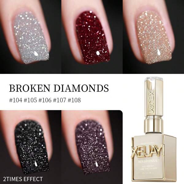 Esmalte de uñas en gel de 15ml con adhesivo con efecto estallido de cristales rotos, ideal para decoración de uñas en Halloween, Navidad, otoño, invierno y Día de San Valentín
