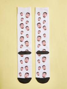 1pair Custom Face Knee High Socks, Custom Face Socks, Custom Photo Sock, Custom Printed Socks, Personalized Funny Face Socks, Custom Picture Socks, Put Any Face On The Socks, Anniversary Gift, Valentine Gift, Birthday Gift, Wedding Gift, Mother's Day Gift, Father's Day Gift, Best Friend Gift, Gift For Mom/Dad, Gift For Girlfriend/Boyfriend, Gift For Her/Him