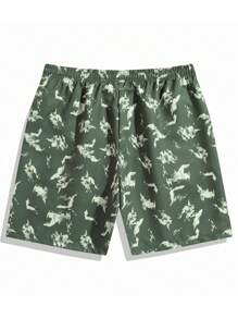 Pantaloncini casual da uomo con stampa mimetica e applicazione di nodo sulla tasca