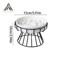 shuo ni mao yi 陶瓷慢食碗护颈椎架狗盆防磕碰小型犬猫食盆防呛狗碗