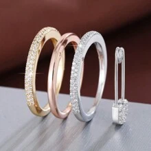 Anillo de moda, diseño multicapa, incrustado con circonita brillante, disponible en varios colores, adecuado para uso diario, accesorio ideal para fiestas - multicolor - Ver 19