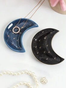 Keramik Halbmond Aufbewahrungsschale mit goldenem Anhänger Halskette, elegante Dekoration, perfekt für Schreibtisch oder Frisiertisch Präsentation, Geschenk für die Freundin