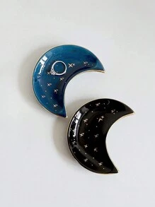 Keramik Halbmond Aufbewahrungsschale mit goldenem Anhänger Halskette, elegante Dekoration, perfekt für Schreibtisch oder Frisiertisch Präsentation, Geschenk für die Freundin