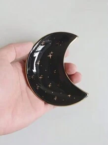 Keramik Halbmond Aufbewahrungsschale mit goldenem Anhänger Halskette, elegante Dekoration, perfekt für Schreibtisch oder Frisiertisch Präsentation, Geschenk für die Freundin