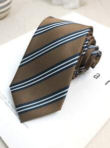 1件休闲条纹轻质商务涤纶（涤纶）斜条纹四季衬衫男士领带 - 彩色 - 查看 9