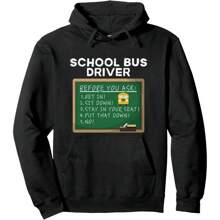 School Bus Rules Funny School Bus Driver Pullover Hoodie Oversized Pullover Hoodie Double-Lined Hood Heavyweight Cotton Pullover Hooded Sweatshirt For Women