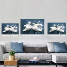 Swan Lake Canvas Painting, Romantic Water Swan Art Decorative Painting, Suitable For Bedrooms, Kitchens, Dining Rooms, Living Rooms, Offices, And Other Home Decor Walls