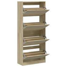 Shoe Storage Cabinet With 4 Openings Sonoma Oak Finish 8875 Cm Stylish Organizer For Entryway Or Bedroom - 棕色 - 查看 4