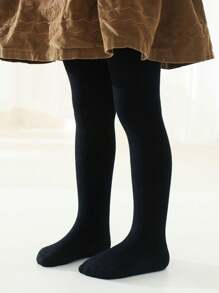 1 Pair Of Pantyhose, Solid Color Series Fall/Winter Pantyhose Girls' Leggings Plus Fleece Thickened Baby Tights For Warmth.