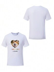 Personalized Loose Fit T-Shirt, Custom Print Photo Of Friends/Partners/Family/Pets, Family Gathering Group Uniform, Wedding Gift, Mother's Day Gift, Best Friend Gift, Anniversary Gift, Valentine's Day Gift, Gift For Her, Black Top, Autumn Clothing, Fall Shirt, Women's Top - White - View 3