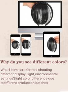 合成耐热黑色头带接发刘海假发自然假发一片式刘海女士假发圣诞节节日假发 - 彩色 - 查看 9