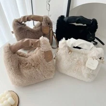 1 buc Geantă de machiaj la modă de înaltă calitate, geantă de mână de pluș, geantă de depozitare pentru cosmetice pentru femei, geantă de machiaj pentru femei, genți de călătorie pentru doamne, pentru cadouri de ziua de naștere pentru femei, geantă organizatoare de pluș, geantă de călătorie pentru doamne