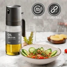 Premium Glass Oil Sprayer Bottle - 8.5oz/250ml Capacity, Easy-To-Use Mister For Cooking, Baking, Salad Making, BBQ, Air Fryer - Kitchen Essential Gadgets And Accessories For Healthy Cooking, Mess-Free Oil Dispenser, 1pc