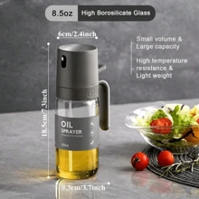 Premium Glass Oil Sprayer Bottle - 8.5oz/250ml Capacity, Easy-To-Use Mister For Cooking, Baking, Salad Making, BBQ, Air Fryer - Kitchen Essential Gadgets And Accessories For Healthy Cooking, Mess-Free Oil Dispenser, 1pc