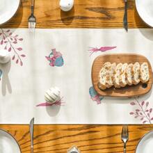 Guirlanda Folha Verde Azul Rosa Coelho Cenoura Coelho Feliz Páscoa Caminho de Mesa, Feliz Páscoa Ovo Coelho Toalha de Mesa, Primavera Verão Sazonal Cozinha Restaurante Decoração Festiva Fazenda Casa Festa