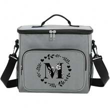 1pc Lunch Bag Multi-Pocket Insulated Lunch Box School Lunch Box With Adjustable Shoulder Strap Waterproof Thermal Boxes 26 Letter A To Z Pattern Container Insulated Lunch Bags For Office, Work, School - Grey - View 18