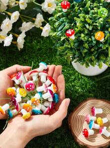 20pcs-Mushroom Mini Small Mushroom Miniature Colored Mushroom Artificial Fairy Garden Ornament Flowerpot Miniature Landscape Decoration Outdoor Birthday Home Office Garden Party,For Miniature Gardening, Glass Containers, Potted Plant Decorations
