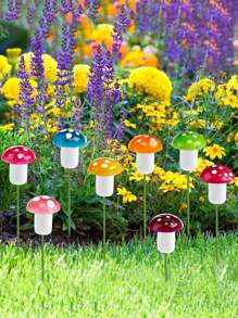 20pcs-Mushroom Mini Small Mushroom Miniature Colored Mushroom Artificial Fairy Garden Ornament Flowerpot Miniature Landscape Decoration Outdoor Birthday Home Office Garden Party,For Miniature Gardening, Glass Containers, Potted Plant Decorations