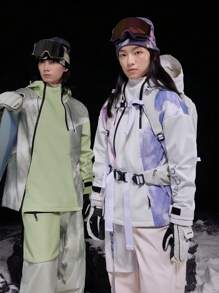 VECTOR MOTION Chinesischer Stil Fleece Skijacke, Unisex Halb-Reißverschluss Sport Kapuzenpullover, wind- und wasserbeständig, leicht, warm, atmungsaktiv, langanhaltend